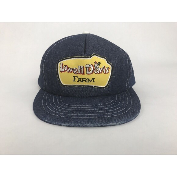 Vintage Lowell Davis Farms Denim Snapback Hat - Picture 1 of 9